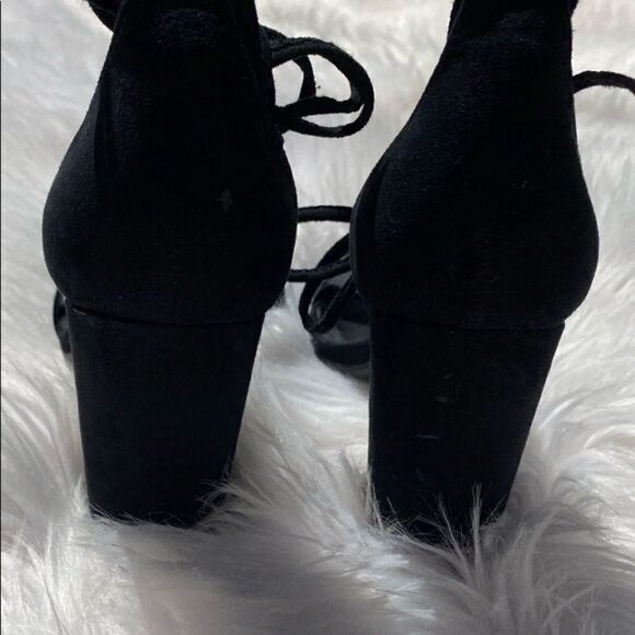 Forever 21 Strappy Suede Block Heels Black Size 6.5 - Picture 4 of 10